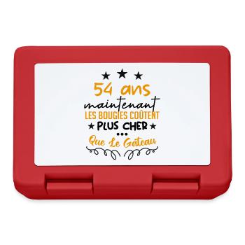 humour anniversaire 54 ans - Boîte à goûter - rouge - Devant
