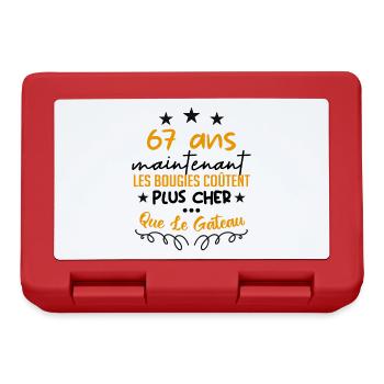 humour anniversaire 67 ans - Boîte à goûter - rouge - Devant