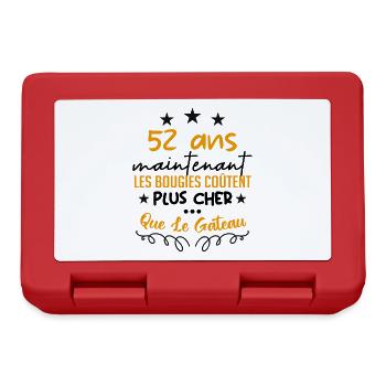 humour anniversaire 52 ans - Boîte à goûter - rouge - Devant