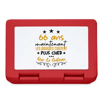 humour anniversaire 66 ans - Boîte à goûter - rouge - Devant