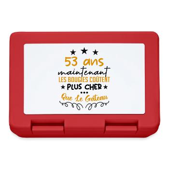 humour anniversaire 53 ans - Boîte à goûter - rouge - Devant