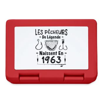 Pêcheur / Anniversaire né en 1963 / Cadeau Pêche - Boîte à goûter - rouge - Devant