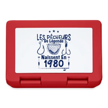 Pêcheur / Anniversaire né en 1980 / Cadeau Pêche - Boîte à goûter - rouge - Devant
