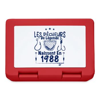 Pêcheur / Anniversaire né en 1988 / Cadeau Pêche - Boîte à goûter - rouge - Devant
