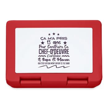 Cadeau anniversaire 13 ans humour merci papa maman - Boîte à goûter - rouge - Devant