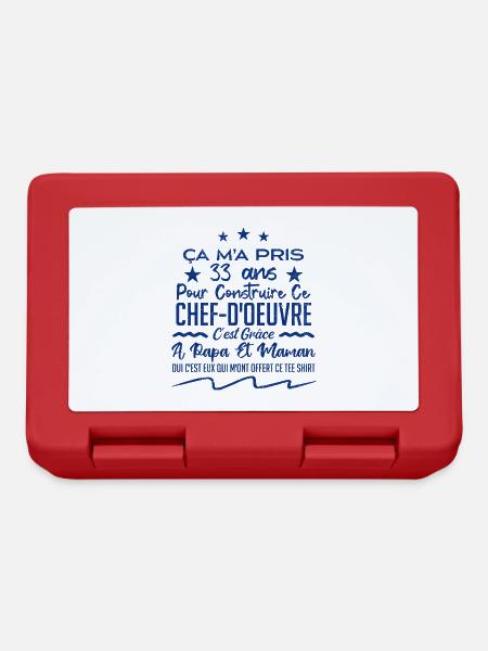 Cadeau anniversaire 33 ans humour merci papa maman - Boîte à goûter - rouge