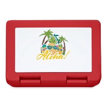 Aloha Pineapple And Pine Tree Design For The Beach - Lunchbox - red - Front