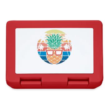 Ananas Und Kiefer Retro-design Für Strand - Brotdose - Rot - Vorne