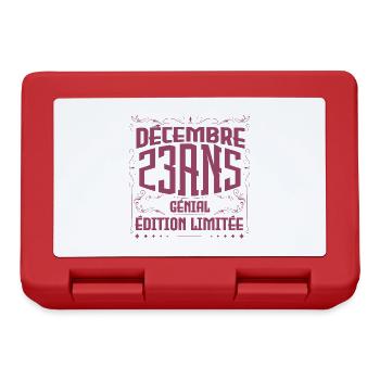 Anniversaire Décembre 23 ans, Cadeau Anniversaire - Boîte à goûter - rouge - Devant