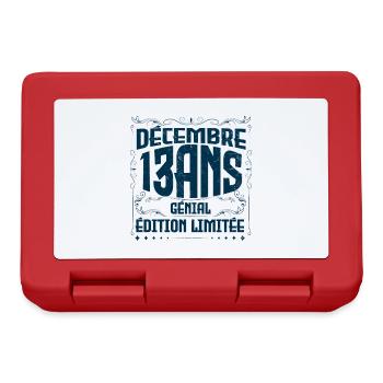 Anniversaire Décembre 13 ans, Cadeau Anniversaire - Boîte à goûter - rouge - Devant