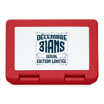 Anniversaire Décembre 31 ans, Cadeau Anniversaire - Boîte à goûter - rouge - Devant
