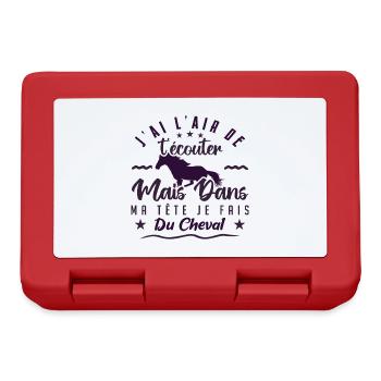 Dans ma tête je fais du cheval, Cadeau équitation - Boîte à goûter - rouge - Devant