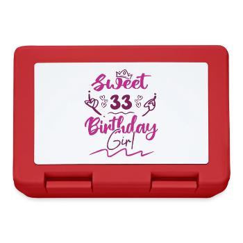 Süßes 33 Geburtstagskind | Geschenk Geburtstag - Brotdose - Rot - Vorne