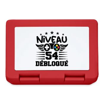 Niveau 54 débloqué - idée cadeau anniversaire - Boîte à goûter - rouge - Devant