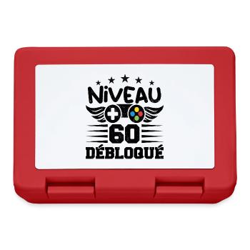 Niveau 60 débloqué - idée cadeau anniversaire - Boîte à goûter - rouge - Devant