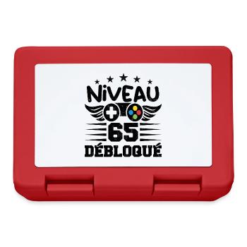 Niveau 65 débloqué - idée cadeau anniversaire - Boîte à goûter - rouge - Devant