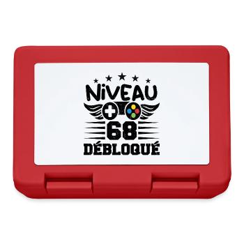 Niveau 68 débloqué - idée cadeau anniversaire - Boîte à goûter - rouge - Devant