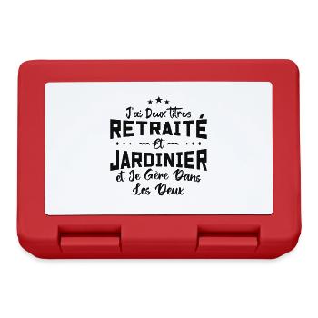 J'ai deux titres retraité et jardinier jardinage - Boîte à goûter - rouge - Devant
