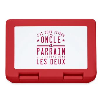 j'ai deux titres oncle et parrain et j'assure dans - Boîte à goûter - rouge - Devant
