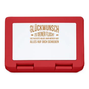 Glückwunsch zu Deiner FLucht, Jobwechsel Abschieds - Brotdose - Rot - Vorne