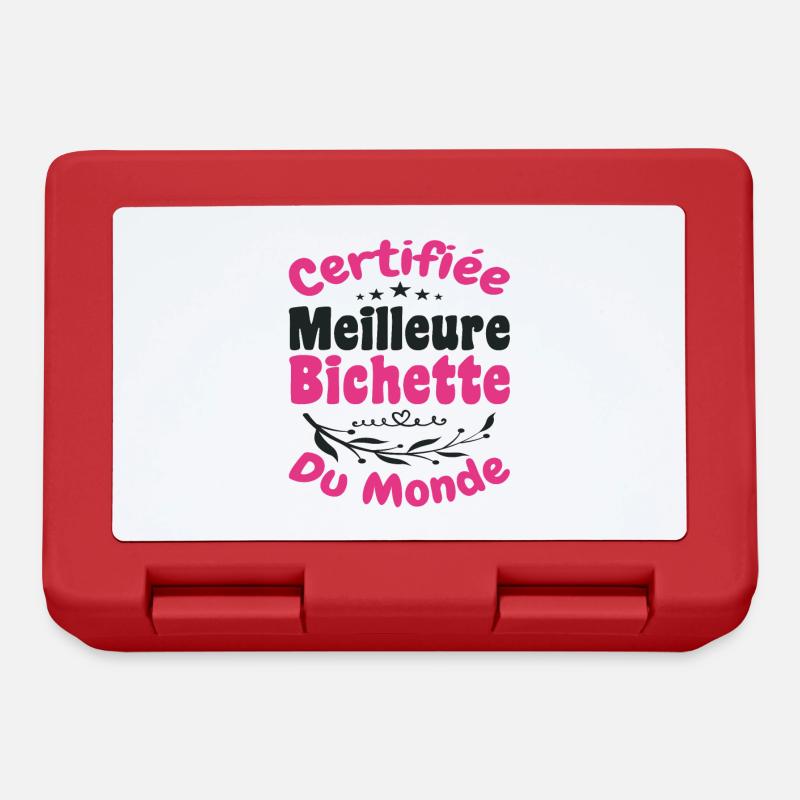 Certifiée Meilleure Bichette Du Monde, Cadeau - Boîte à goûter - rouge