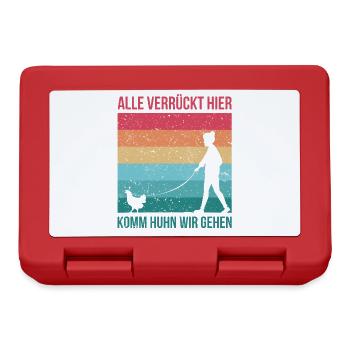 Alle verrückt hier, komm Huhn wir gehen. Hühner - Brotdose - Rot - Vorne