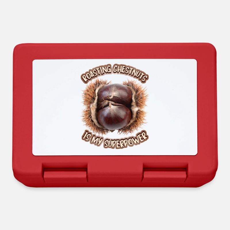 Châtaignes, châtaignes grillées, châtaignes, dicton - Boîte à goûter - rouge