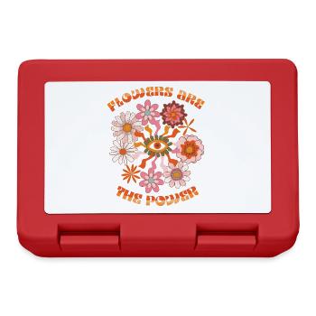 Vintage-1970 Retro 70s Groovy Flowers Saying - Lunchbox - red - Front