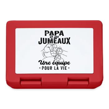 Papa Et Les Jumeaux Une équipe Pour La Vie - Boîte à goûter - rouge - Devant