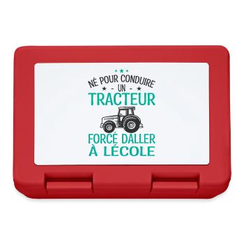 Né Pour Conduire Tracteur Forcé D'aller à L'école - Boîte à goûter - rouge - Devant