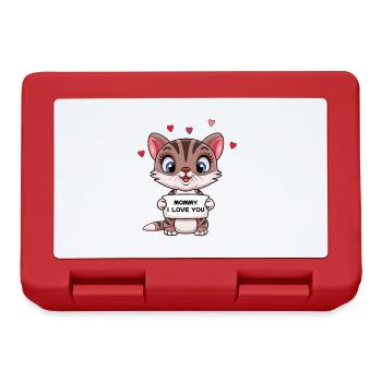 Mutter Mama Muttertag Katze Baby Kind Tochter Sohn - Brotdose - Rot - Vorne