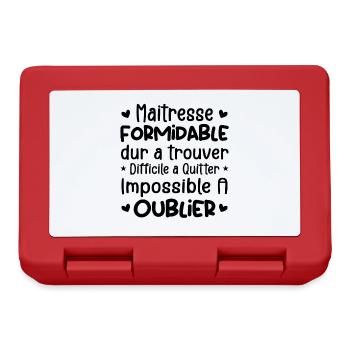 Maîtresse Formidable Cadeau Maîtresse D'école - Boîte à goûter - rouge - Devant