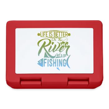 Pêche, pêche sur la rivière, dicton amusant - Boîte à goûter - rouge - Devant