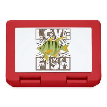 Love Fish Saying Vintage Fish, Fish Illustration - Lunchbox - red - Front