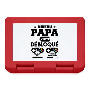 Niveau Papa Débloqué Futur Père 2023 Papa Cadeau - Boîte à goûter - rouge - Devant