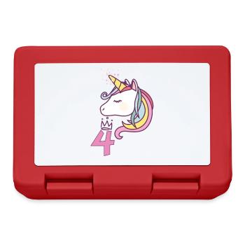 Anniversaire Fille Princesse Licorne 4 ans Cadeau - Boîte à goûter - rouge - Devant