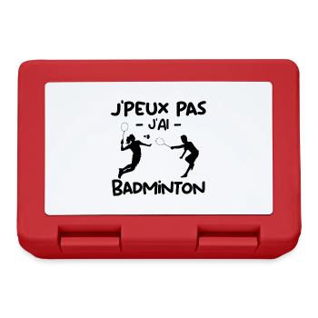 J'Peux Pas J'ai Badminton Cadeau Pour Joueurs - Boîte à goûter - rouge - Devant
