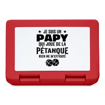 Papy pétanque, Cadeau Papy Qui Joue de la Pétanque - Boîte à goûter - rouge - Devant