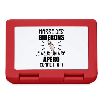 Marre Des Biberons - Cadeau Naissance - grossesse - Boîte à goûter - rouge - Devant