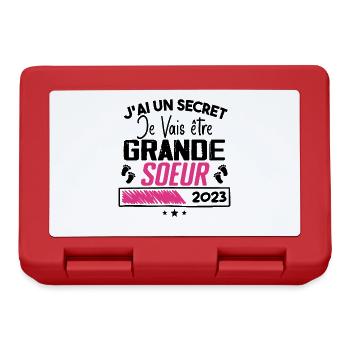 Je Vais être Grande Soeur 2023 Cadeau Grande Soeur - Boîte à goûter - rouge - Devant