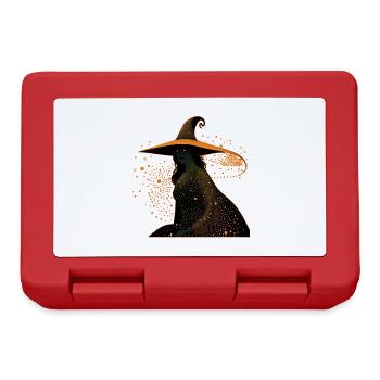 Hexen-Silhouettenprofil mit orangefarbener Umrandung, - Brotdose - Rot - Vorne