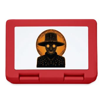 An orange skeleton wearing a hat - Lunchbox - red - Front