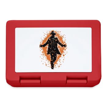 Silhouette eines Mannes, der geht, orangefarbener Hintergrund - Brotdose - Rot - Vorne