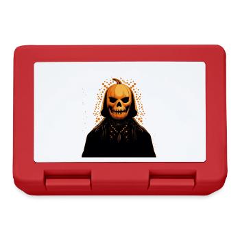 Pumpkin Head Villain wearing cape. Halloween - Lunchbox - red - Front