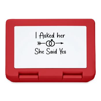I Asked Her And She Said Yes Romantic Couples - Lunchbox - red - Front