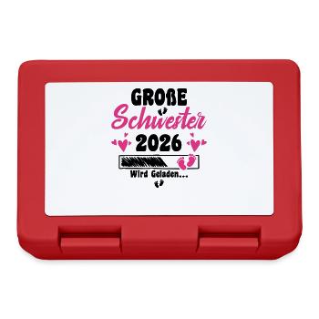 Kinder Ich werde Große Schwester 2026 Verkündung - Brotdose - Rot - Vorne