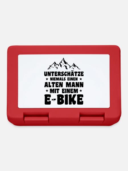 Unterschätze niemals einen alten Mann mit E-Bike - Brotdose - Rot