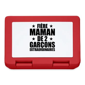 Fière Maman de 2 Garçons Extraordinaire - Cadeau - Boîte à goûter - rouge - Devant