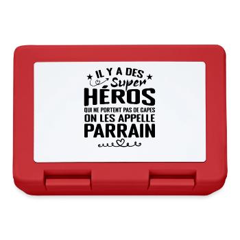 Parrain Super Héros Cadeau Humour Parrain - Boîte à goûter - rouge - Devant