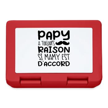 Papy A Toujours Raison Si Mamy Est D'accord - Boîte à goûter - rouge - Devant